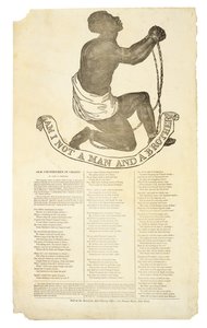 Não sou um Homem e um Irmão?, c. 1837 (gravura em madeira sobre papel tecido) de American School
