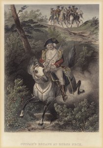 A fuga do general americano Israel Putnam dos britânicos em Horse Neck, Connecticut, Guerra da Independência Americana de American School