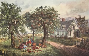 Herdade americana - outono, bar. 1869, Currier & Ives de American School