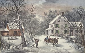 Herdade americana - inverno, bar. 1868, Currier & Ives de American School