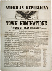 Nomeações da cidade republicana americana: Cuidado com a influência estrangeira, c.1845
