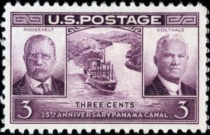 Selo americano no 25º aniversário do Canal do Panamá de American School