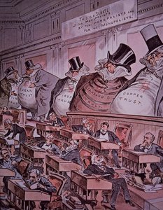 Desenho animado anti-trust dos "chefes no Senado". de American School