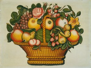 Cesta de Frutas com Flores, c.1830 de American School