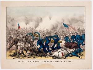 Batalha de ervilha Ridge, Arkansas, 8 de março de 1862, pub. por Currier & Ives, 1862 de American School