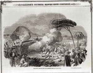 Massacre sangrento de americanos em Havana, em setembro de 1851, do "Companheiro pictórico da sala de visitas de Gleason" de American School