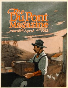 Máquinas Furadeiras e Explosivos Twin Helpers, capa da Revista DuPont, de março a abril de 1922 de American School