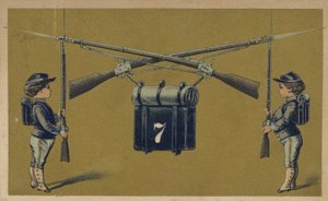 Rapazes soldados com armas de American School