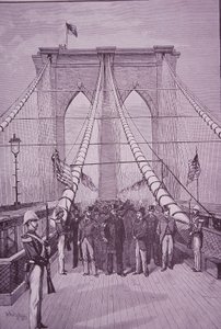 Ponte do Brooklyn, Presidente Arthur na sua cerimónia de abertura, 24 de Maio de 1883 (gravura) de American School