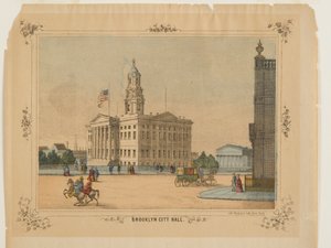 Brooklyn City Hall, publicado por Charles Magnus, Inc. (litografia pintado à mão com wc) de American School