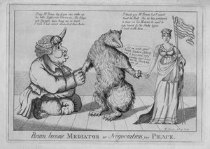 Bruin tornar-se mediador ou negociação pela paz, c.1813 de American School
