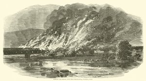 Queimando a ponte sobre o Susquehanna, Columbia, Penn, junho de 1863 de American School
