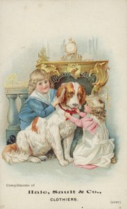 Crianças, tocando, com, cachorro grande de American School