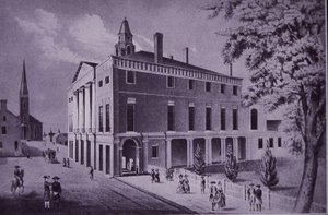 Câmara Municipal, Wall Street, Nova Iorque em 1790 (gravura) de American School