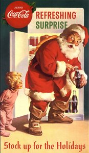 Anúncio da "Coca-Cola" com o Pai Natal, 40 e poucos anos. É necessária autorização prévia para uso com a Coca-Cola. de American School