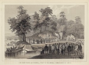 Comodoro Perry fazendo sua visita de despedida aos comissários imperiais em Simoda, Japão de American School
