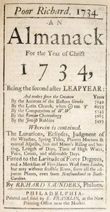 Capa de Pobre Ricardo, um Almanaque, 1734 (impresso) de American School