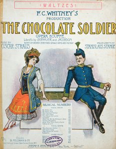 Capa da partitura de The Chocolate Soldier, opereta de Oscar Straus, publicada em Nova York, c.1910