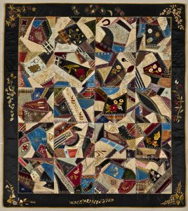 Colcha de retalhos, c.1875-1900 (seda, brocado e veludo) de American School