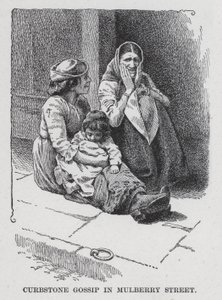 Curbstone Gossip in Mulberry Street (litho) de American School