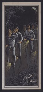 Ciclistas andando à noite (lito colorido) de American School