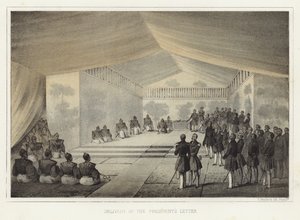 Entrega da carta do Presidente, Kurihama, Japão, 14 de julho de 1853 de American School