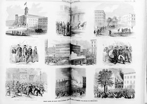 Projeto de motins em Nova York, cenas emocionantes durante o reinado do terror, 1863 de American School
