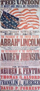 Cartaz da campanha eleitoral para Abraham Lincoln (1809-65) para Presidente e Andrew Johnson (1808-75) para Vice-Presidente de American School