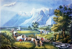 Emigrantes que atravessam as planícies de American School