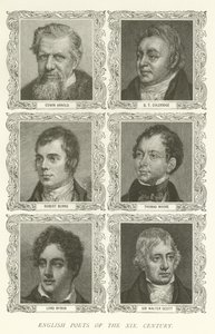 Poetas ingleses do século XIX, Edwin Arnold, ST Coleridge, Robert Burns, Thomas Moore, Lorde Byron, Sir Walter Scott de American School