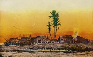 Noite numa aldeia árabe (cor litho) de American School