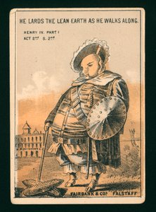 Falstaff, de Henrique IV, Parte 1, de Shakespeare (litografia a cores) de American School