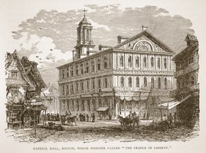 Faneuil Hall, Boston, que Webster chamou de O Berço da Liberdade, de um pub de livros. 1896 de American School