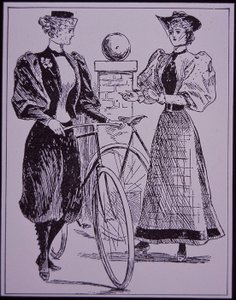 Fato de ciclismo feminino, mostrando menina em flor, Nova Iorque, EUA de American School