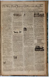 Primeira página do New York Journal e Patriot Register, 21 de agosto de 1793 de American School