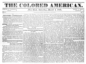 Primeira página do The Coloured American, 4 de março de 1867 (papel de jornal) de American School
