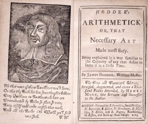 Frontispício e título para Arthimetick de Hodders ou, que a arte necessária mais fácil, por James Hodder, 1719 de American School
