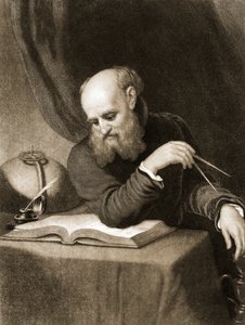 Galileu com bússola e diagramas, c.1880 (gravura) de American School