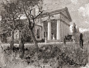A casa do General Robert E. Lee, em Arlington, Virgínia, no século XIX, da "The Century Illustrated Monthly Magazine", publicada em 1884 (gravura) de American School