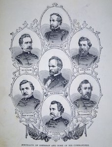 General William Tecumseh Sherman (1820-91) e alguns de seus Comandantes do Exército da União (gravura) de American School