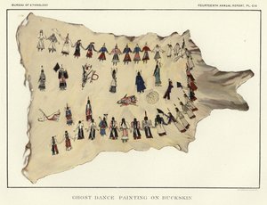 Pintura de dança fantasma em pele de gamo de American School