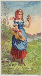Menina carregando cesta de cerejas de American School