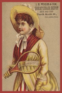 Menina, segurando, raquet de American School