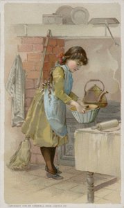 Menina, assando, em, cozinha de American School
