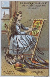 Garota usando uma máquina de tricô (cor litho) de American School