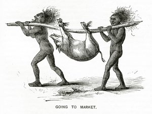 Indo ao mercado, ilustração de Appletons Journal, 4 de maio de 1872 de American School