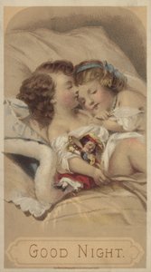 Boa noite, crianças a dormir na cama (chromolitho) de American School