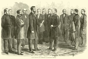 Grant recebendo sua comissão como Tenente Geral, maio de 1864 de American School
