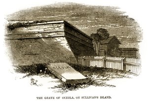 Tumba do chefe Seminole Osceola, como apareceu ao lado do Bastião Northwestern de Fort Moultrie em 1860, pouco antes da Guerra Civil Americana de American School