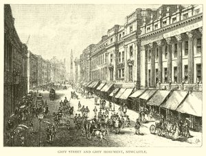 Rua cinza e monumento cinzento, Newcastle de American School